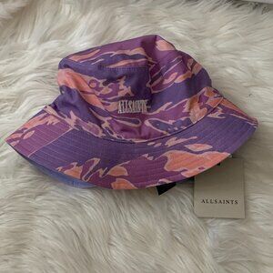 ALL SAINTS Solar Camo Reversible Bucket Hat in Purple Multi